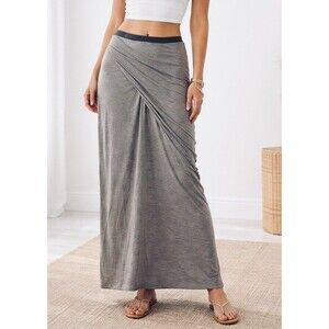 Matthildur Convertible Draped Maxi Skirt S Taupe Asymmetrical Lagenlook Chic